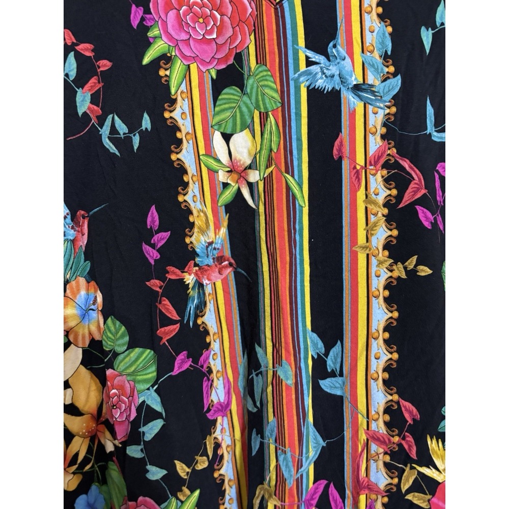 Johnny Was Tropical Floral Stripe Multicolor Tee T Shirt Floral Boho Colorful - Picture 6 of 6